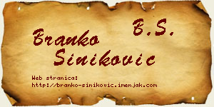 Branko Šiniković vizit kartica